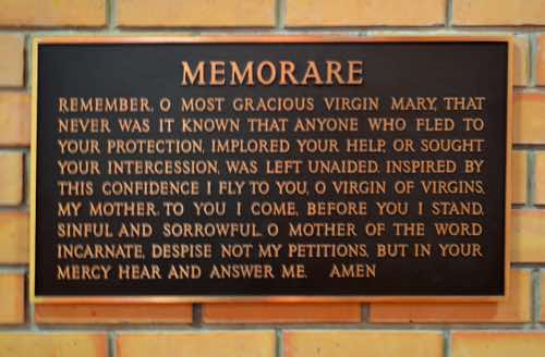 A little further along the north wall, and close to the shrine of Mary, is this prayer to the Gracious Virgin Mary.
