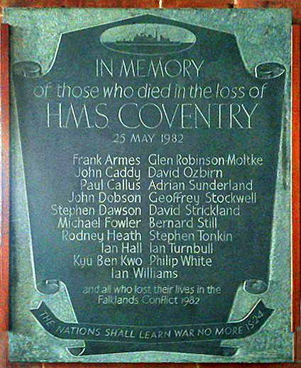AHolyTrinityChurchCoventryHMSCoventryFalklands1982MemorialWikimediaPicturePrince