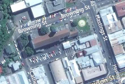 Waiapu Cathedral (of St John the Evangelist) lies alongside Browning Street, Napier.  If we think of Browning Street as running essentially east-west, then the geograohical and liturgical directions of this Cathedral can be taken to coincide.