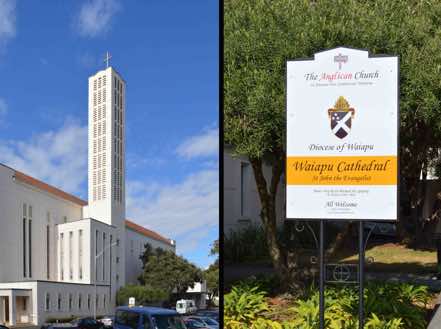 The bell tower appears to contain a chime-sized instrument or collection of 8 bells installed in 1959 with bells made by Taylor.    A Cathedral bell was tolled 80 times on 3rd February 2011 as part of the Napier City's commemoration of the 80th anniversary of the Hawke’s Bay earthquake.