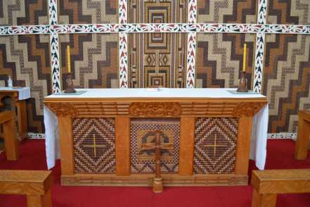 The Maori Chapel altar and altar rails were carved by John Taiapa of Rotorua.  [25]