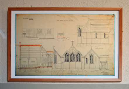 These are the plans for the new chancel and organ chamber of the first Cathedral.