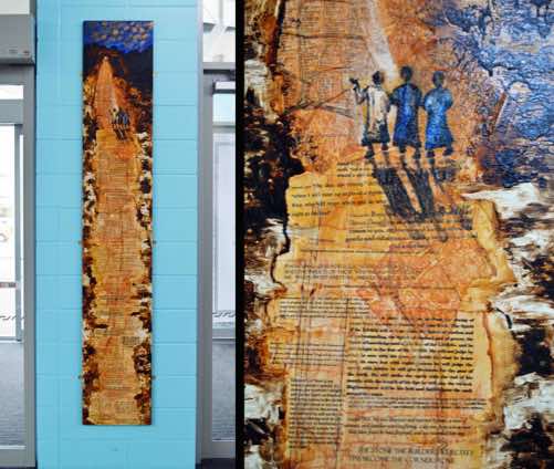 This detailed work inside the entry contains many Bible verses, pointing to Christ as Saviour, Lord and Judge.  [Click photo to ZOOM IN]